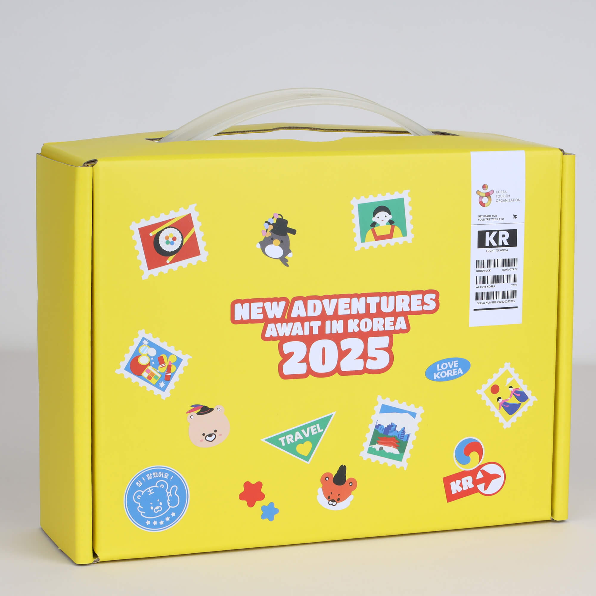 yellow color gift box with hand held