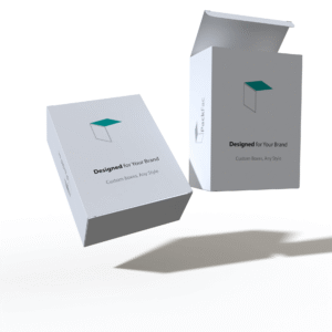 Two straight tuck end boxes shown from different angles to highlight clean folding lines and durable paperboard construction for retail packaging suppliers