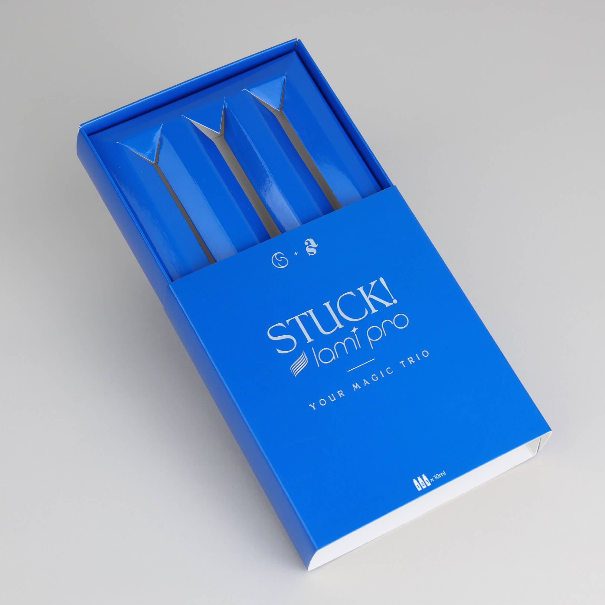 Blue folding cardboard box with custom insert