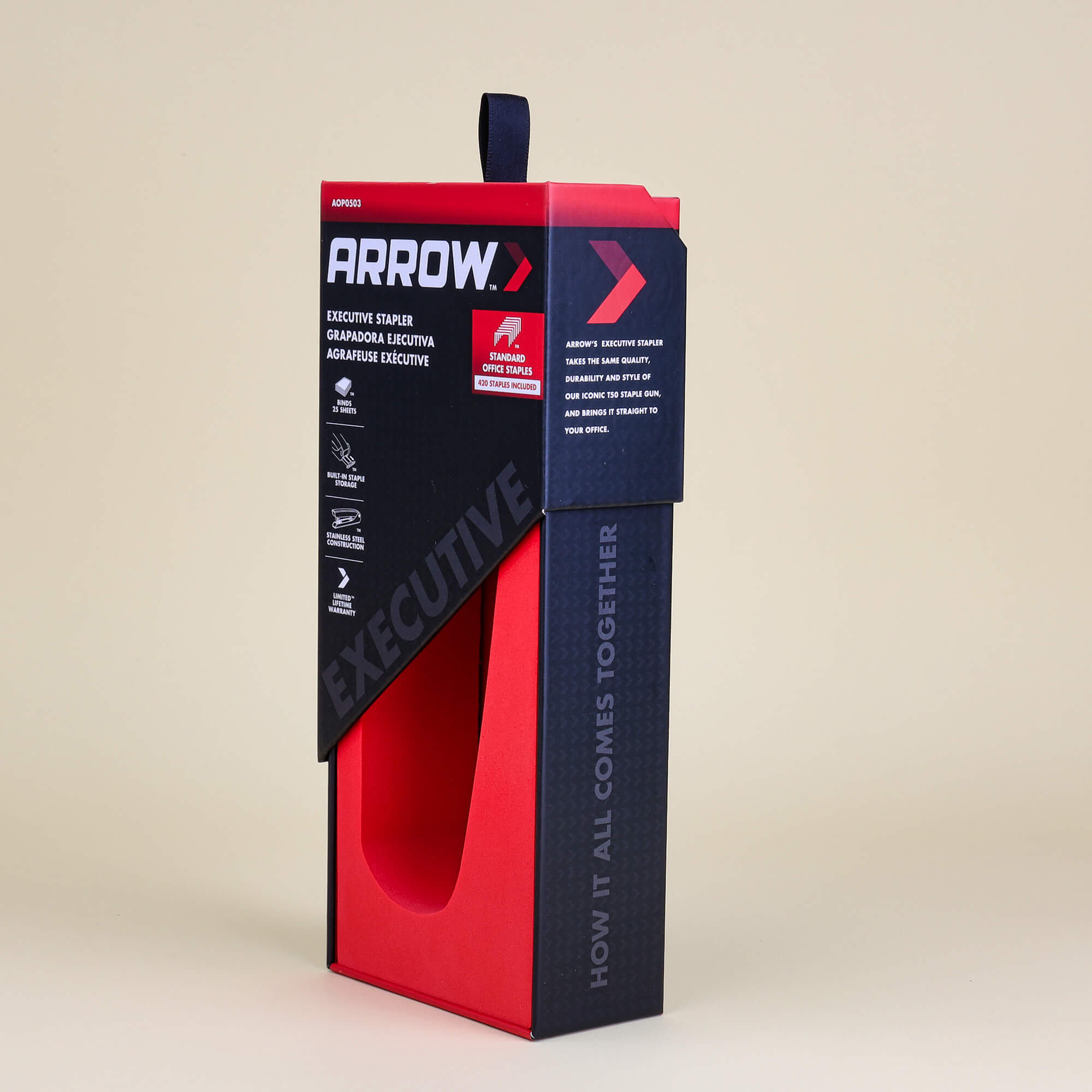 rigid gift box with red EVA insert packaging