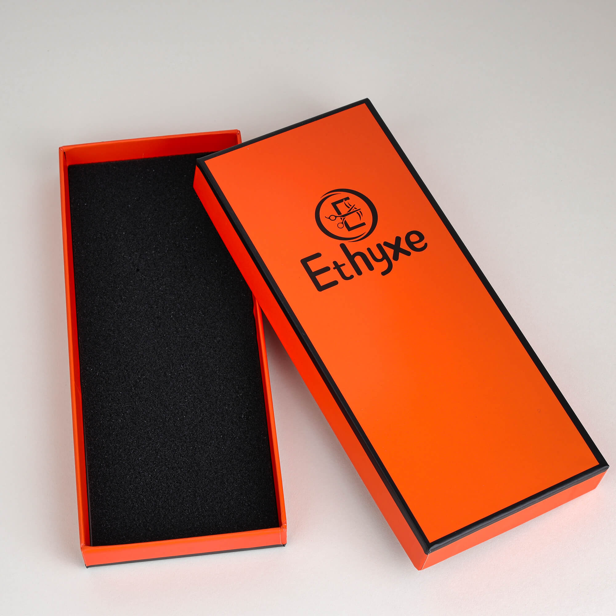Premium two-piece rigid gift box featuring a foam insert to securely hold and protect contents