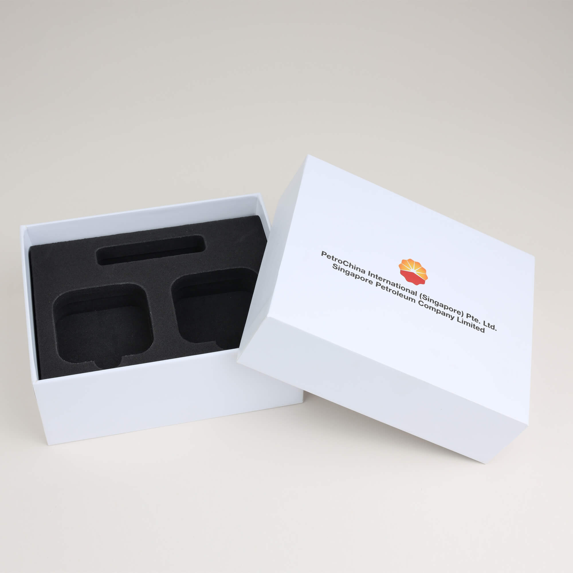 white color gift rigid box with black EVA insert