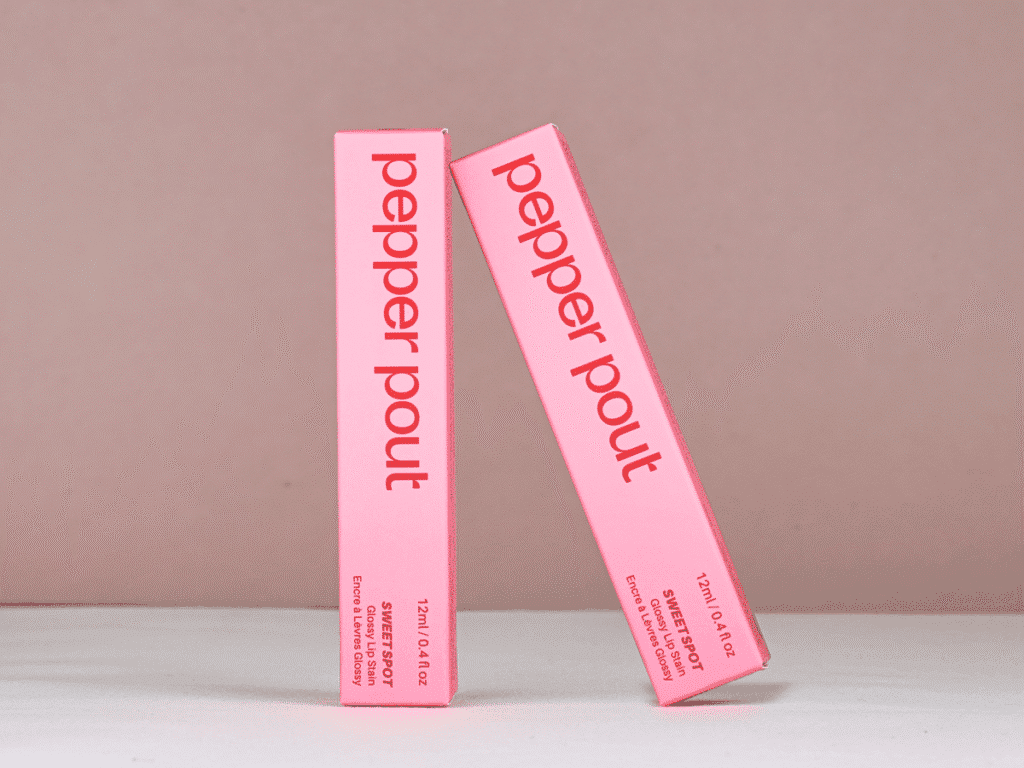 Pepper Pout dual-insert lip packaging side view